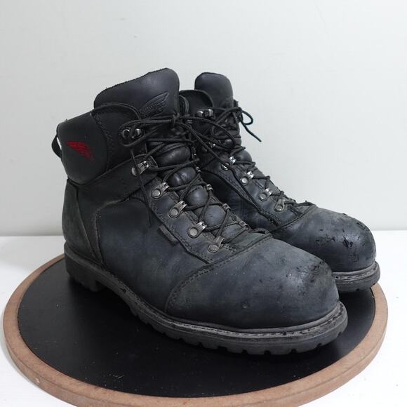 Red Wing Boots Mens Size 11.5 Black‎ Leather Work Steel Toe Vibram Sole EH ASTM - Picture 2 of 10
